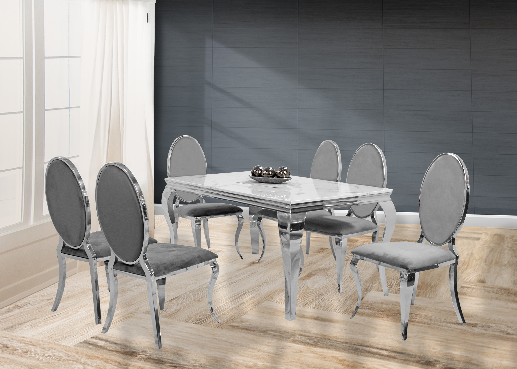 Kennedy Marble+ Grey BRONX Dining Chairs